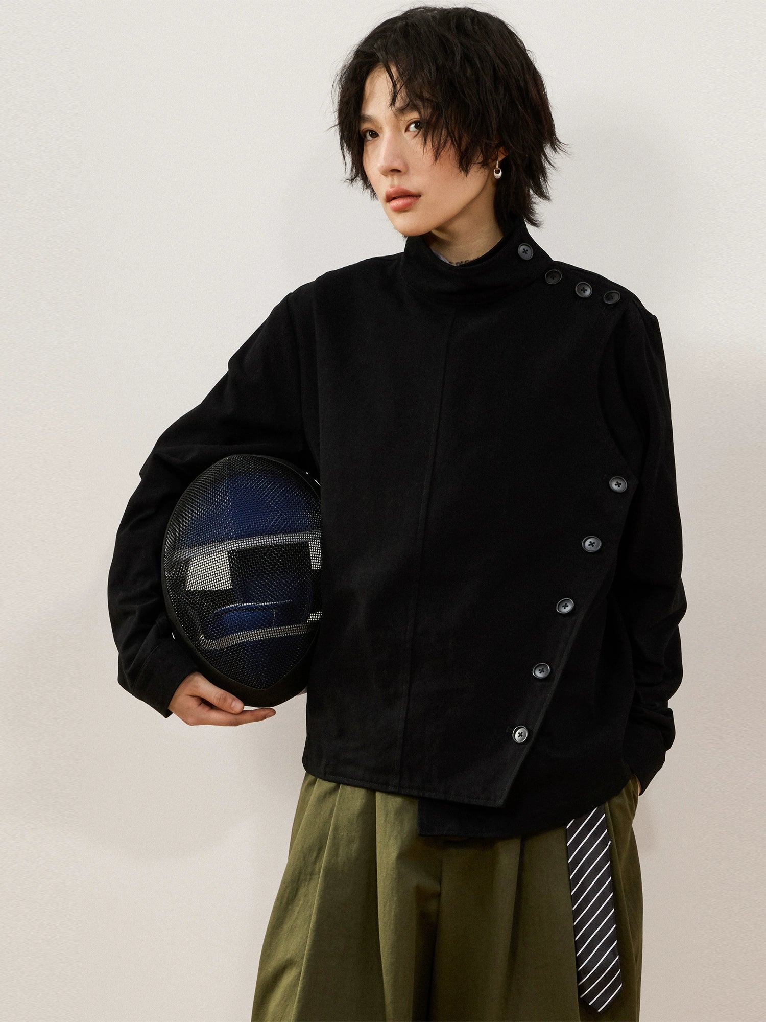 Sameuoo Irregular Button-down Short Jacket