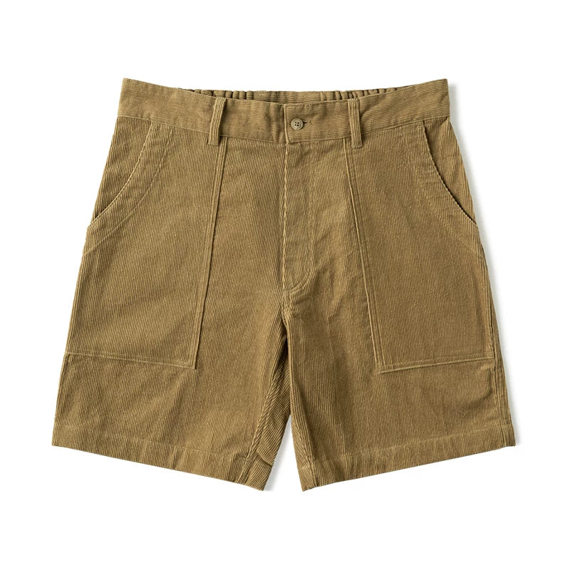 Bronson Pure Cotton Corduroy High-Waist Wide-Leg Cargo Shorts