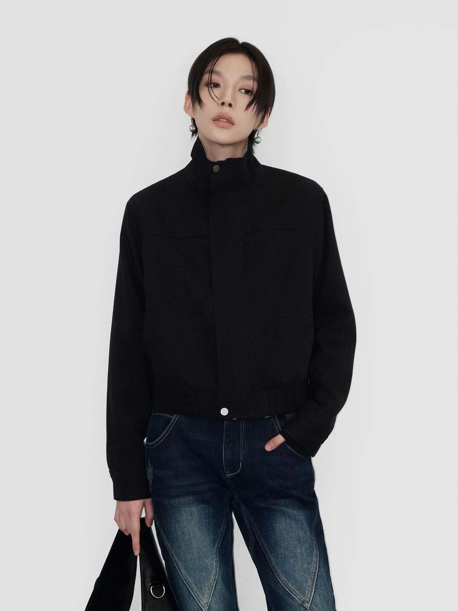 Sameuoo Plaid Stitching Casual Short Jacket