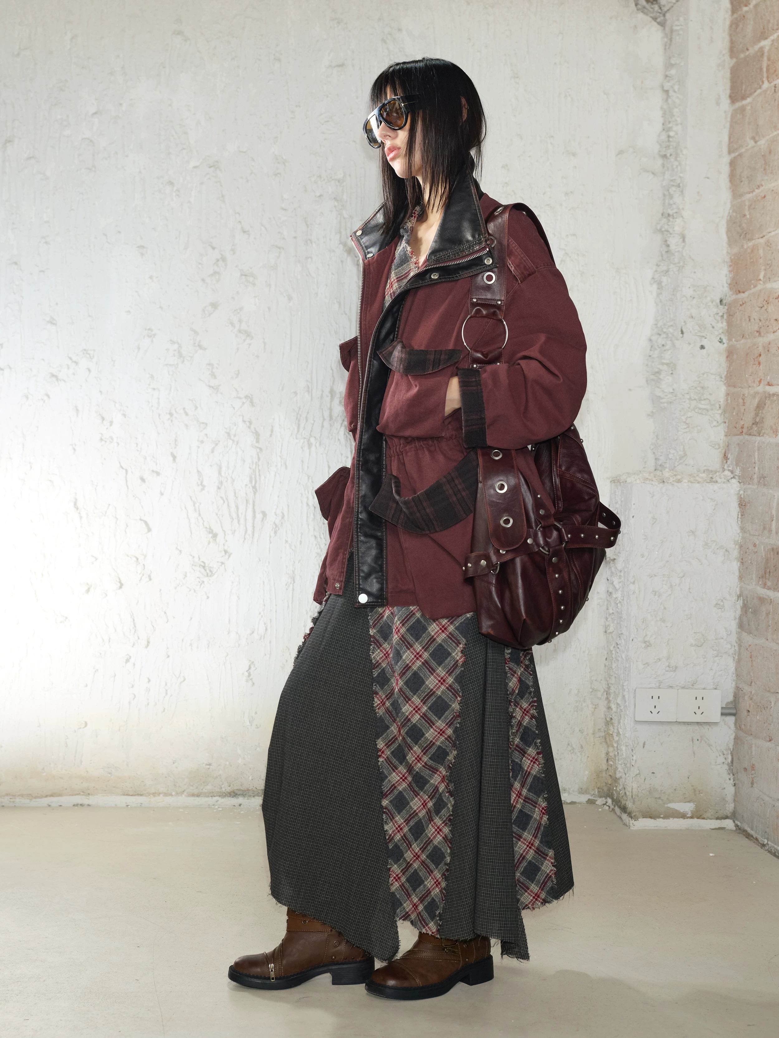 2th Desire Vintage Checkered Neck Dress