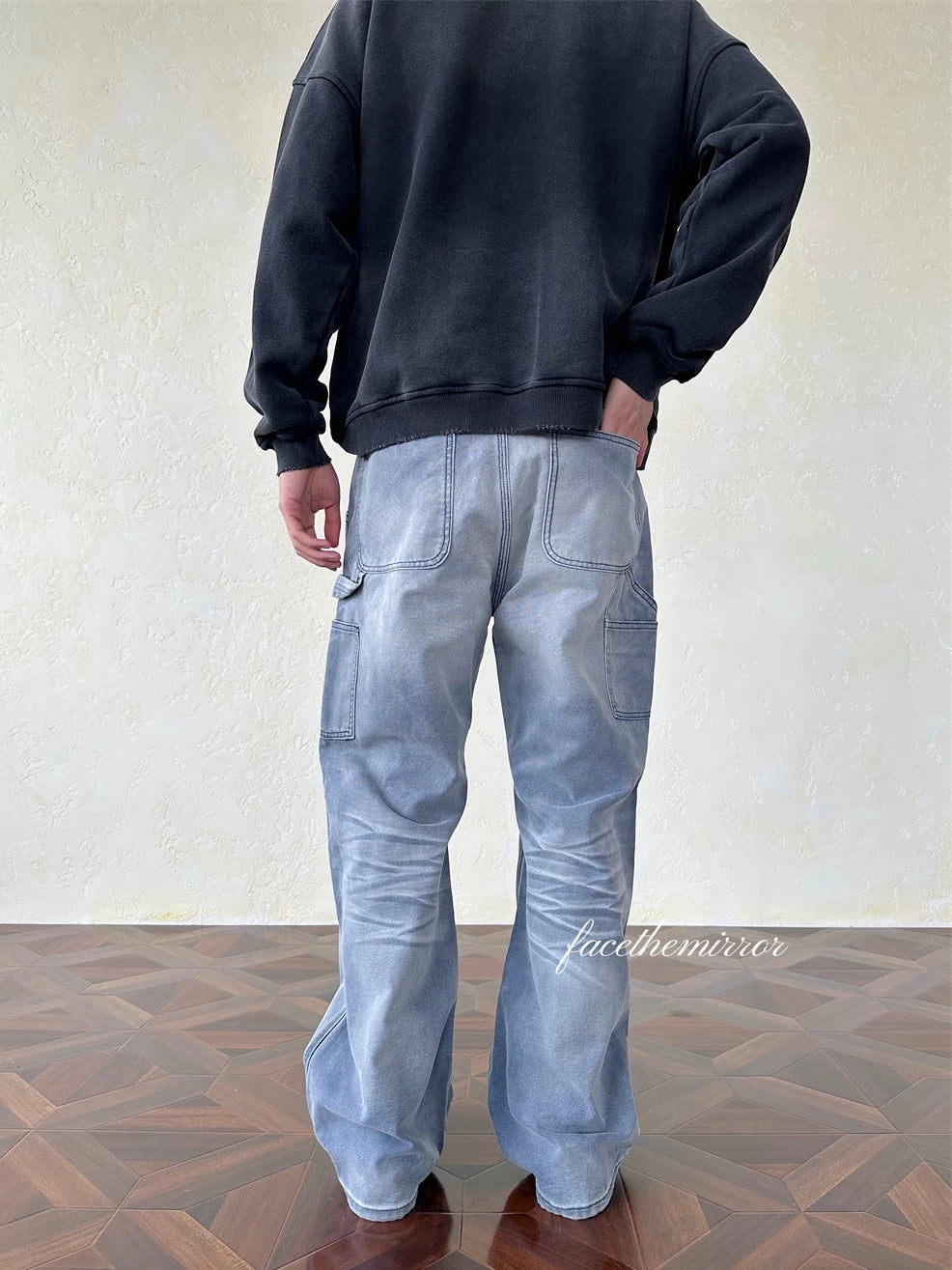 Face the mirror FTM Heavyweight 450g Washed Straight Carpenter Pants