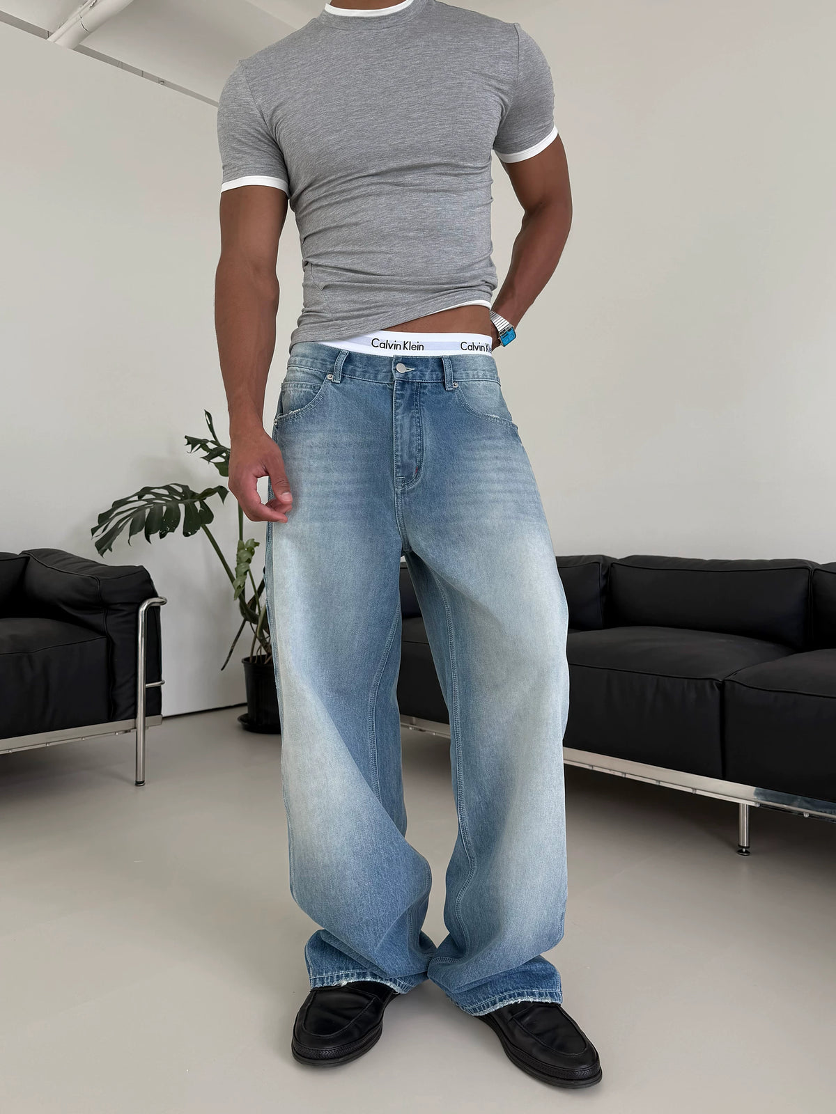 WEAVE High-Waist Relaxed Straight-Leg Jeans