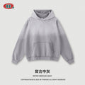 BE Gradual Change Hole Hooded Sweater Straight Pants Two-piece Set