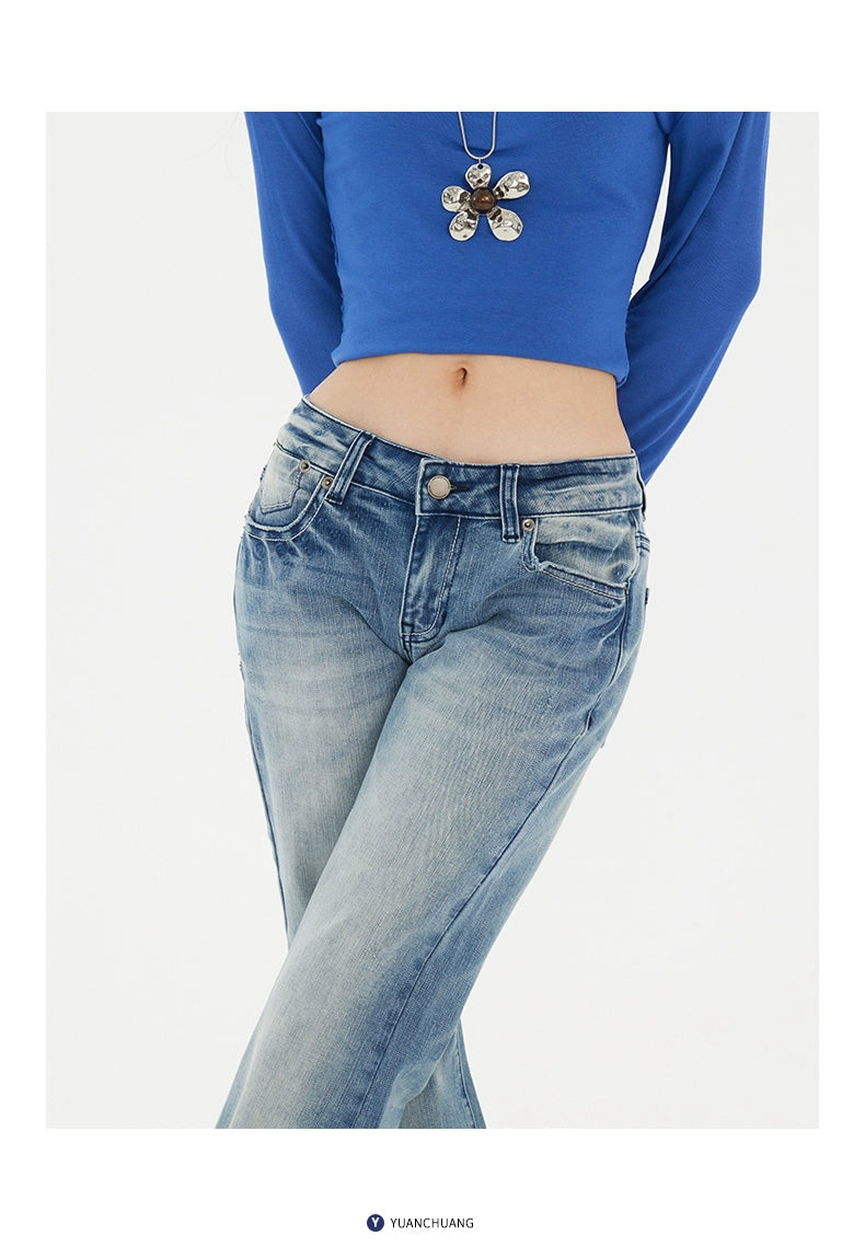 KPSR Retro Gradual Change Low Waist Flared Pants