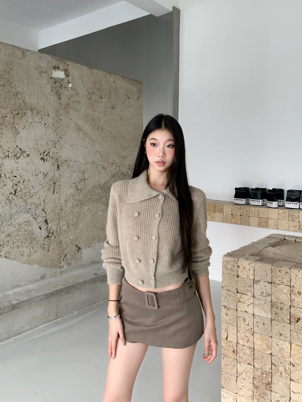 WITHMIN Skinny Casual Versatile Short Cardigan