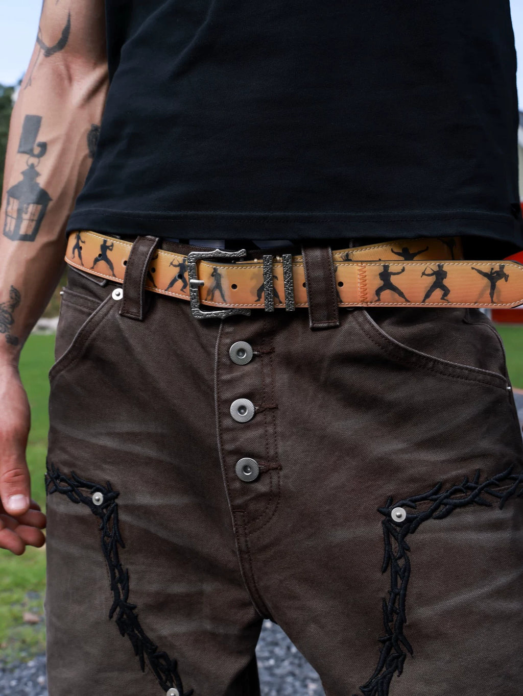 VOWPROGRESS Holographic Dynamic Hand-Stitched Top-Grain Leather Belt