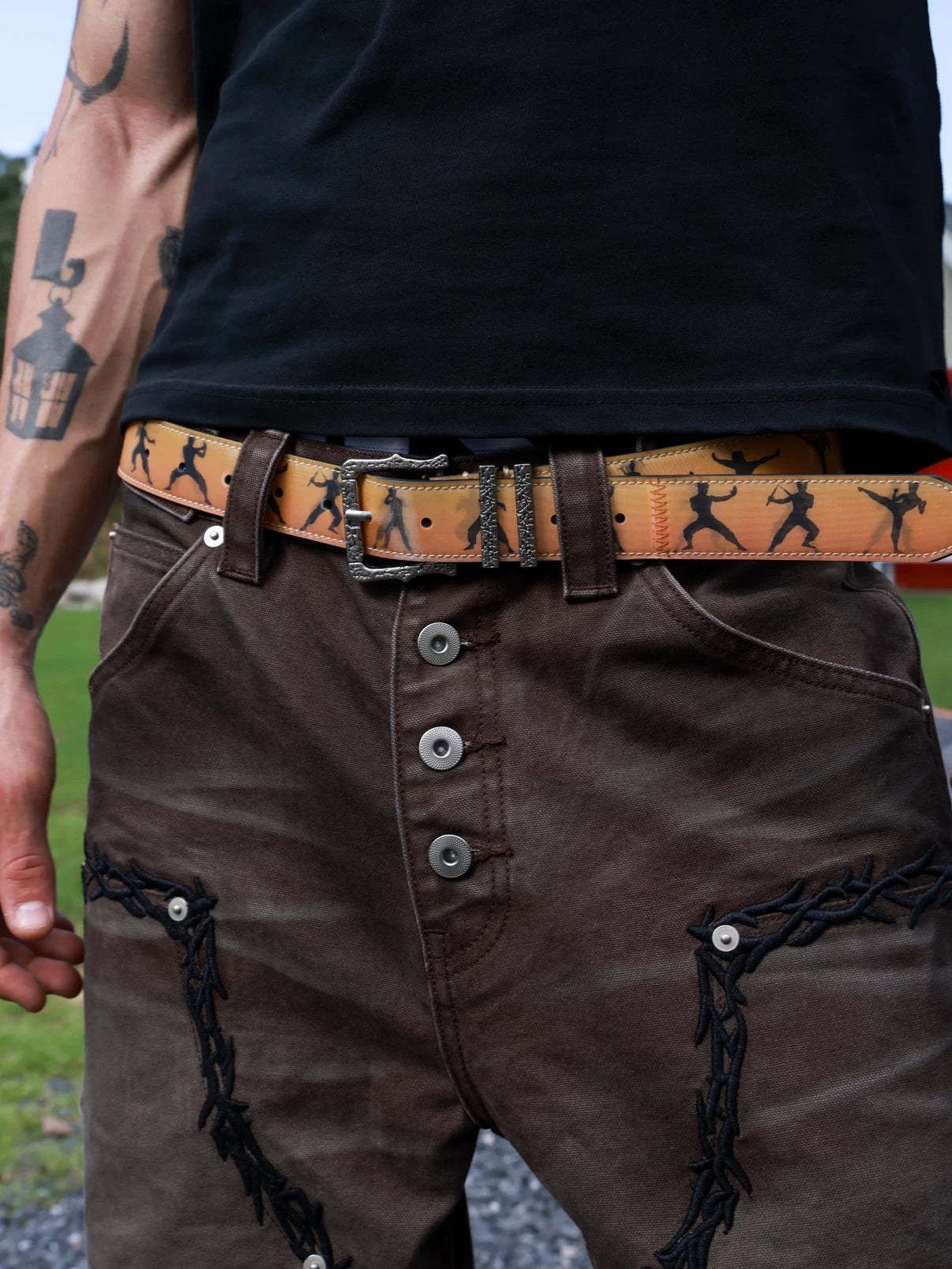 VOWPROGRESS Holographic Dynamic Hand-Stitched Top-Grain Leather Belt