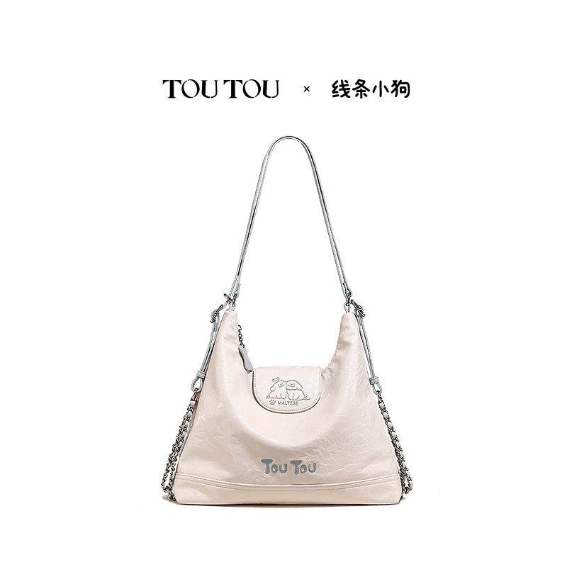 TOUTOU Faux Leather Zip-Top Tote Bag