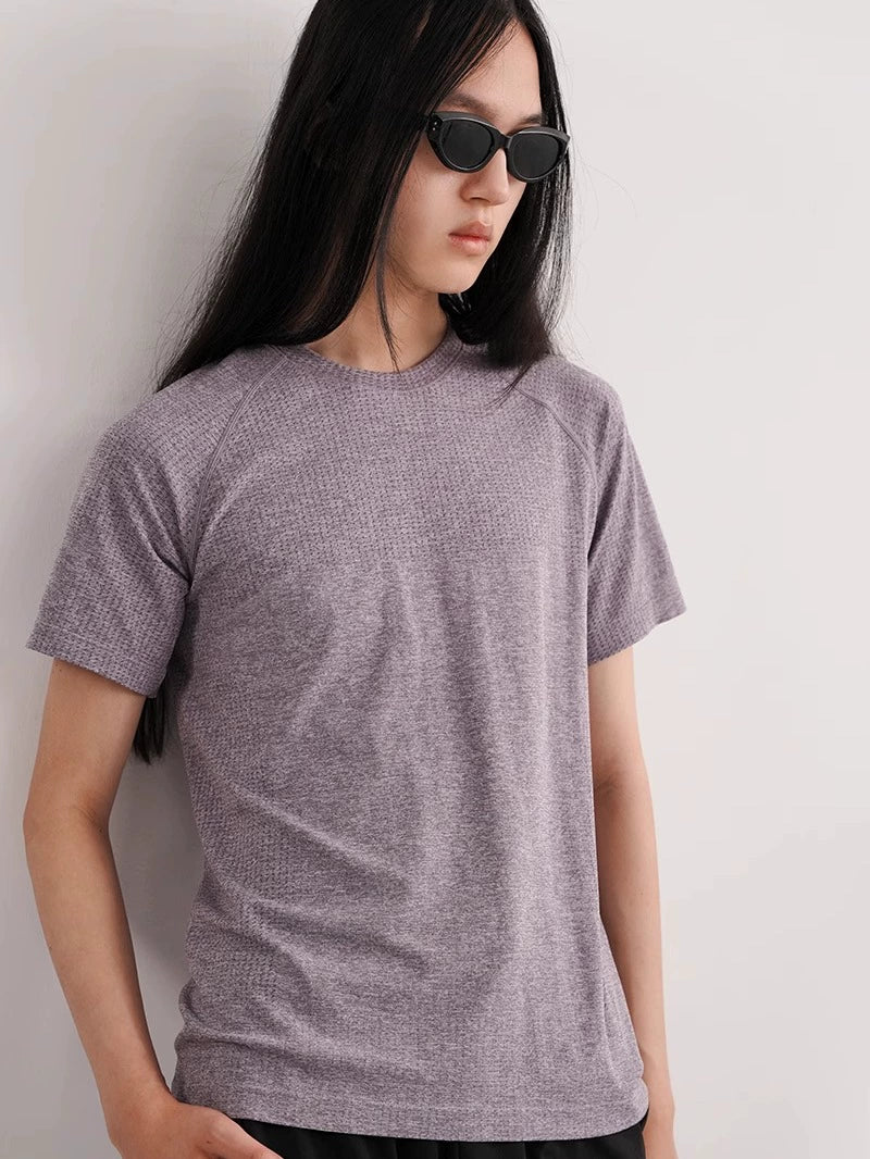 NO LOGO Quick Drying Seamless Jacquard Sports Slim Tee