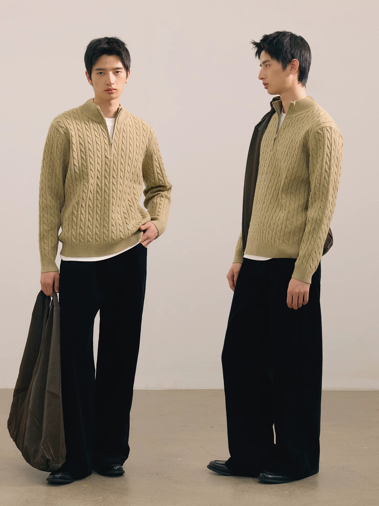 NO LOGO Lyocell/pure cotton retro washed straight corduroy trousers