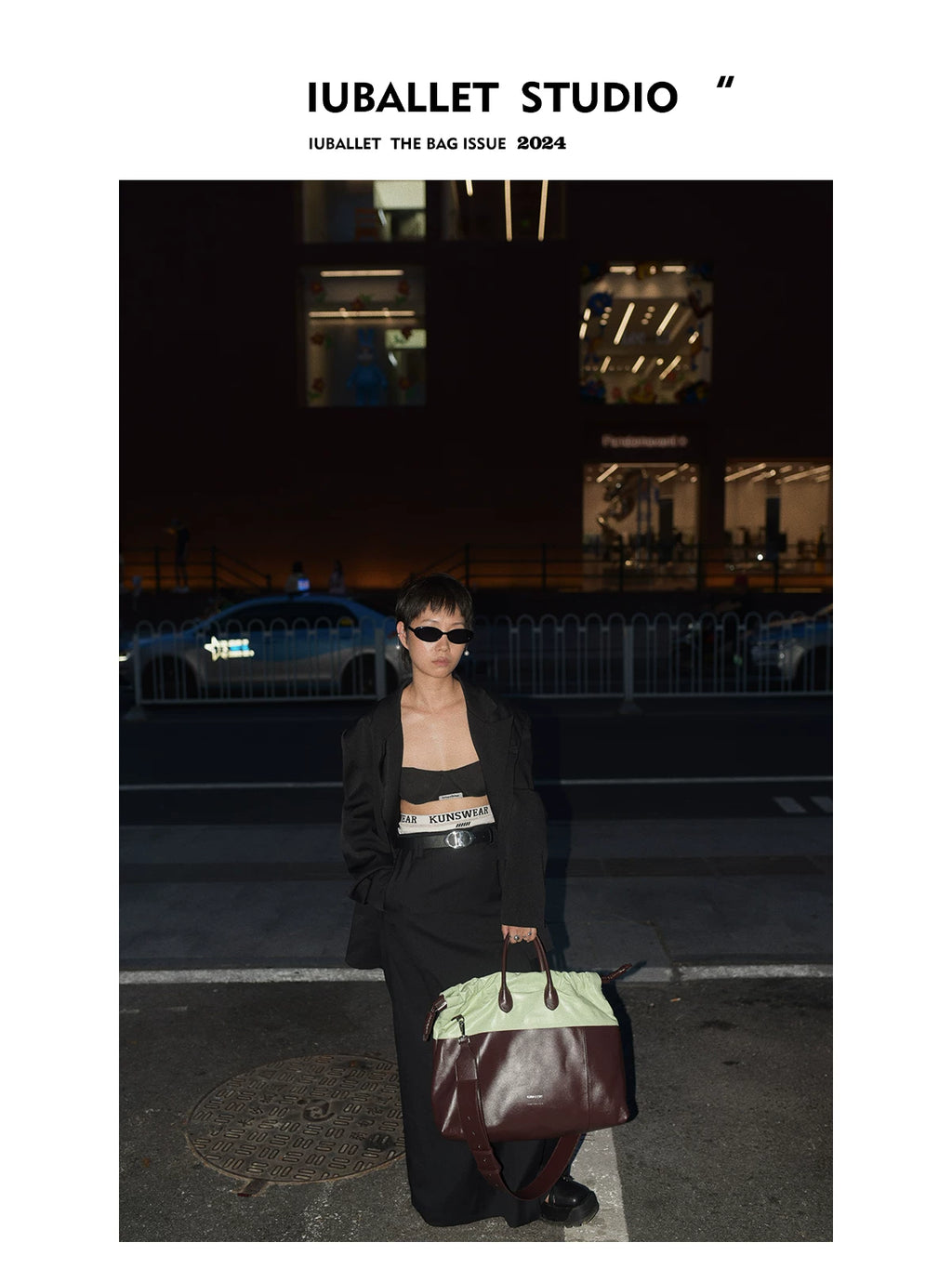 IUBALLET Green Faux Leather Top-Handle Tote