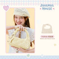 VANWALK Cream Yellow Woven Faux Leather Zip-Top Handbag
