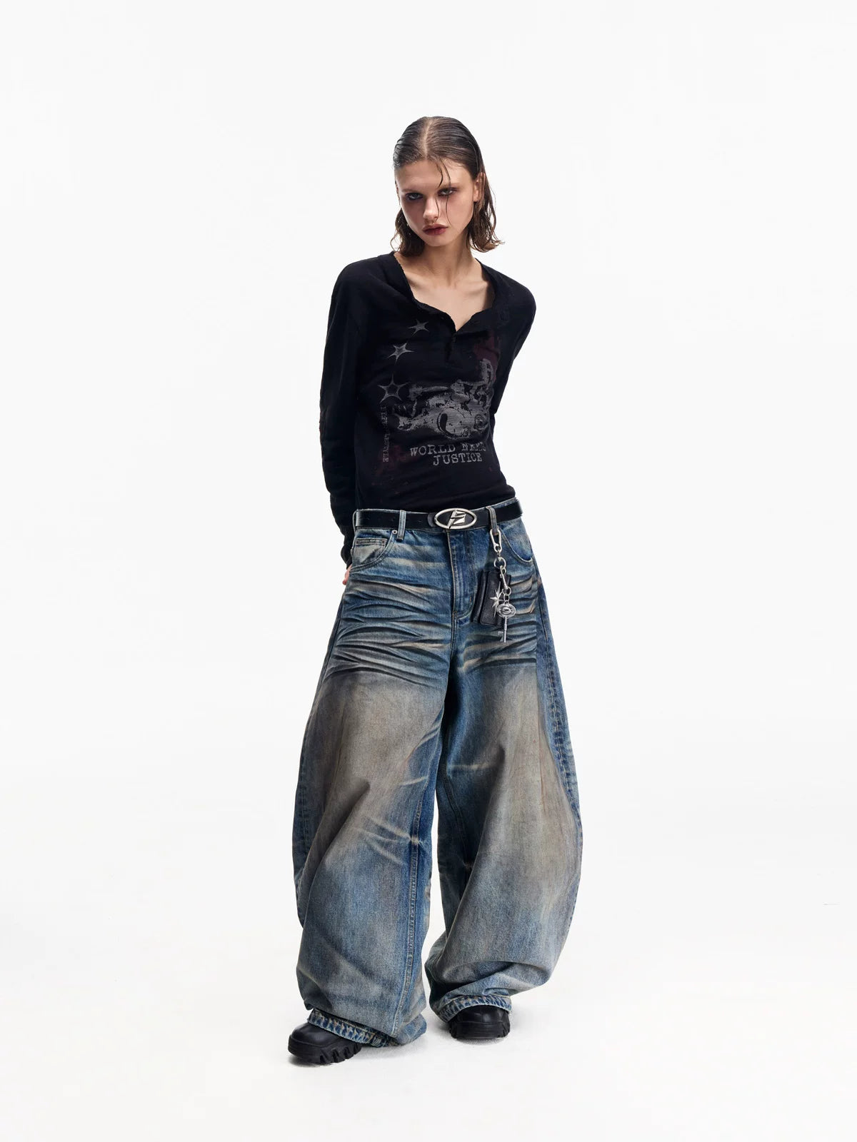 PEOPLESENSE Vintage Wear Resistant Loose Wide Leg Pants