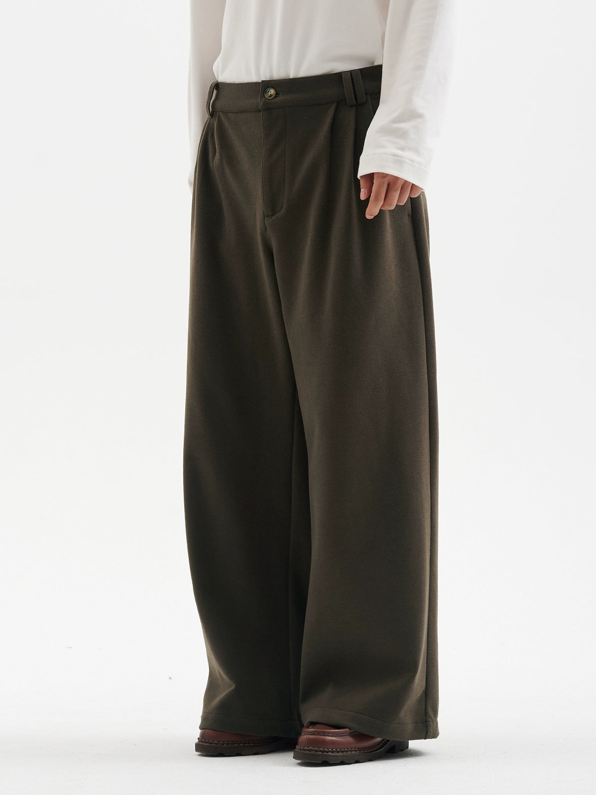 BUTTBILL Vintage Woolen Wide-leg Slacks