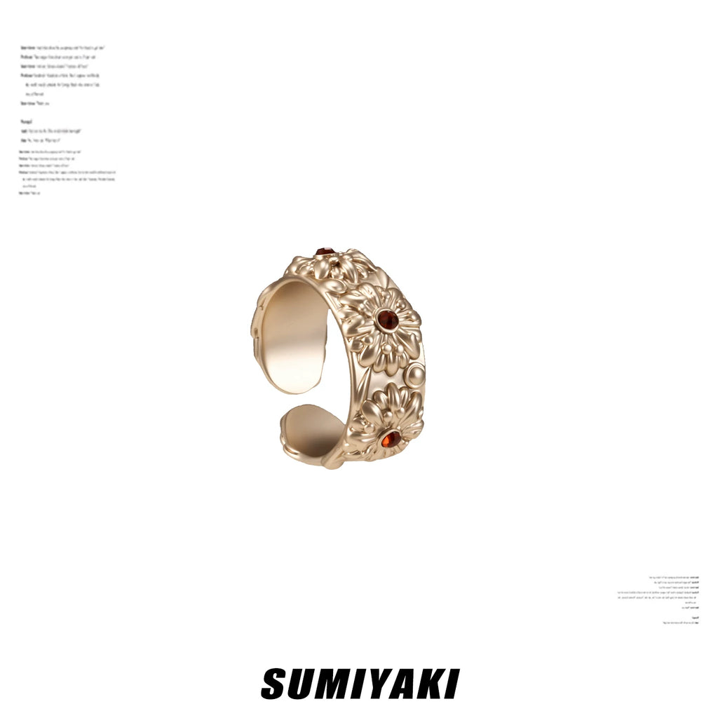 SUMIYAKI Vintage Daisy Adjustable Open Ring