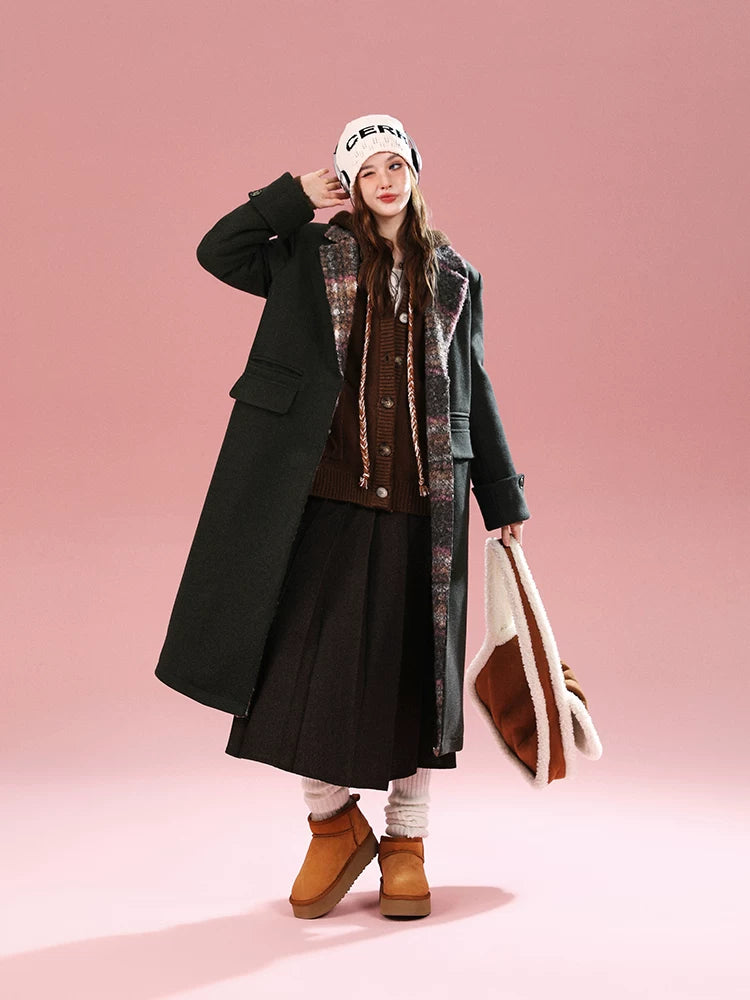 Imone Retro Loop Hairy Long Woolen Jacket