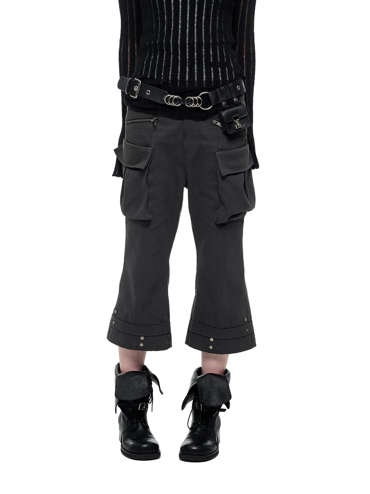 JIKOO Tree Hollow 100% Cotton Breathable Slim Fit Flare Capri Pants