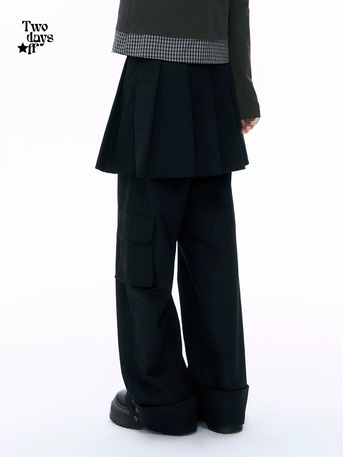Two days off lab High-Waist Breathable Wide-Leg Skirt Overlay Pants