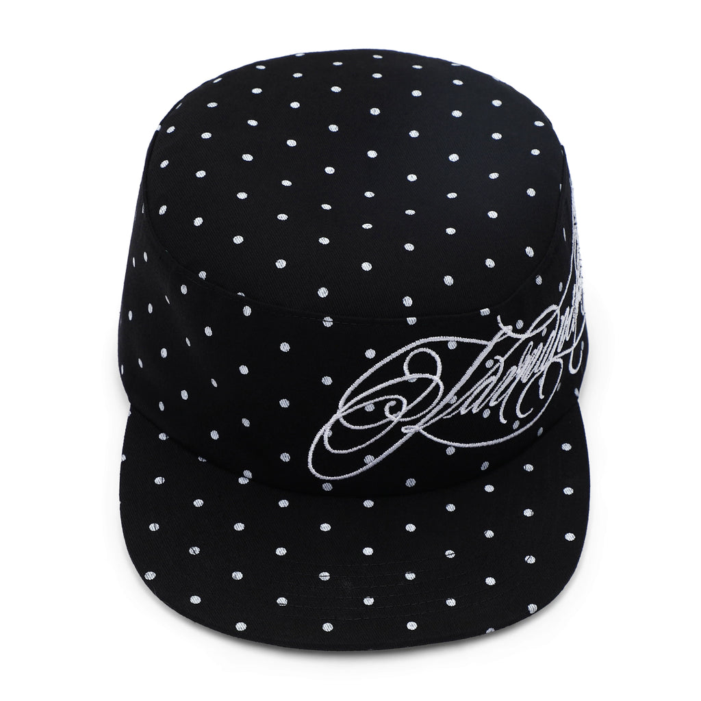KARMANISTIC Polka Dot Letter Embroidered Flat-Brim Cap