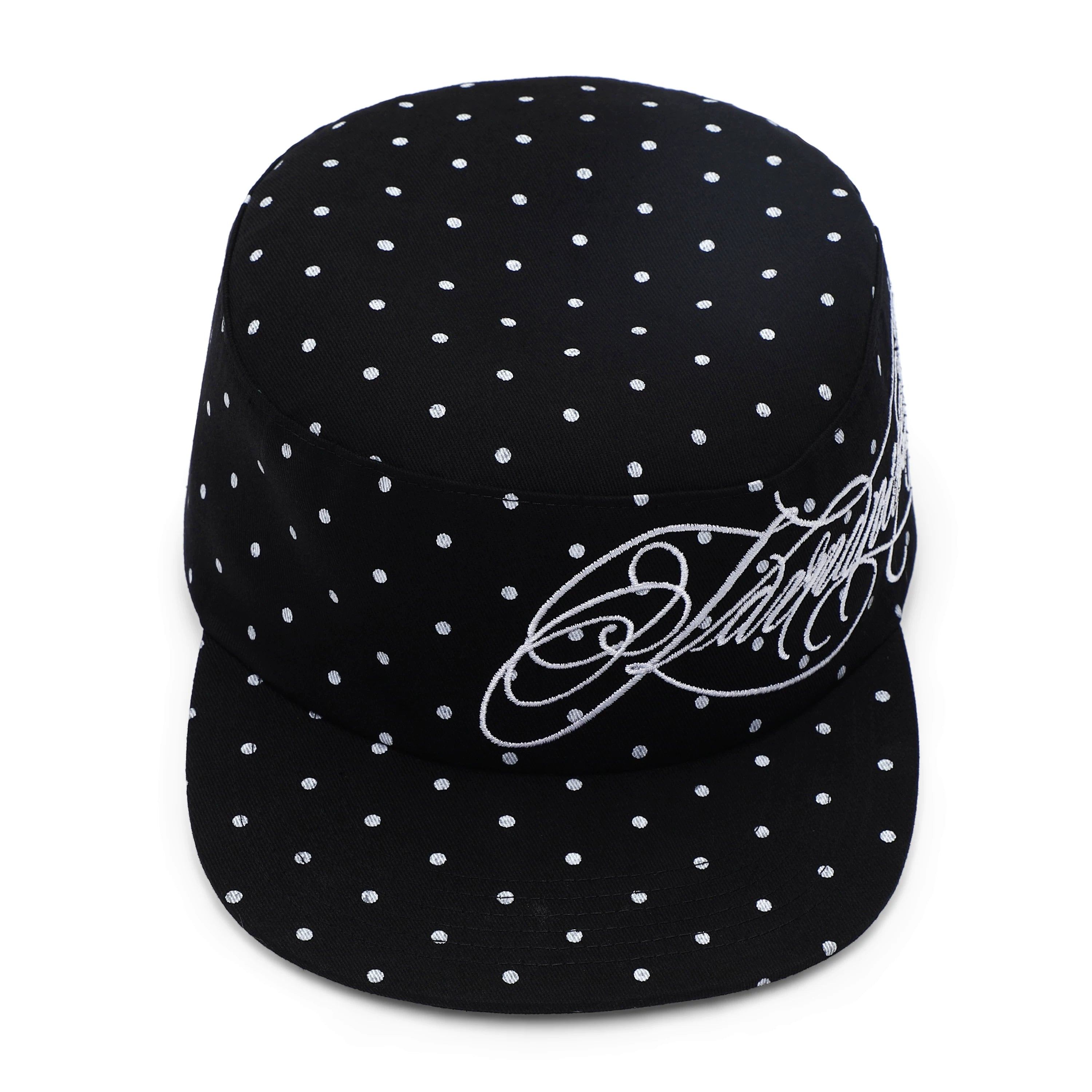 KARMANISTIC Polka Dot Letter Embroidered Flat-Brim Cap