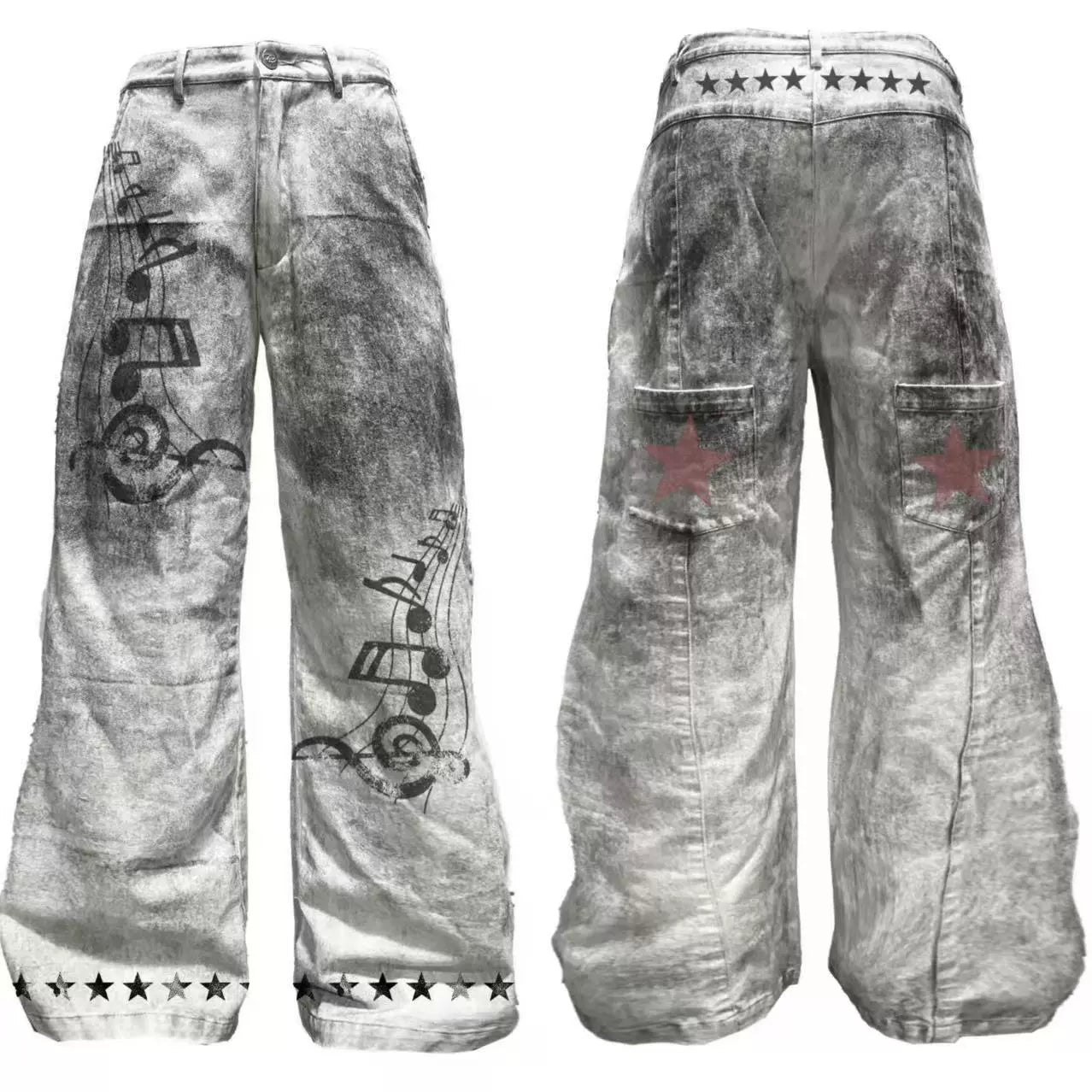 DETW 25ss * "music note" heavy industry washed Pants