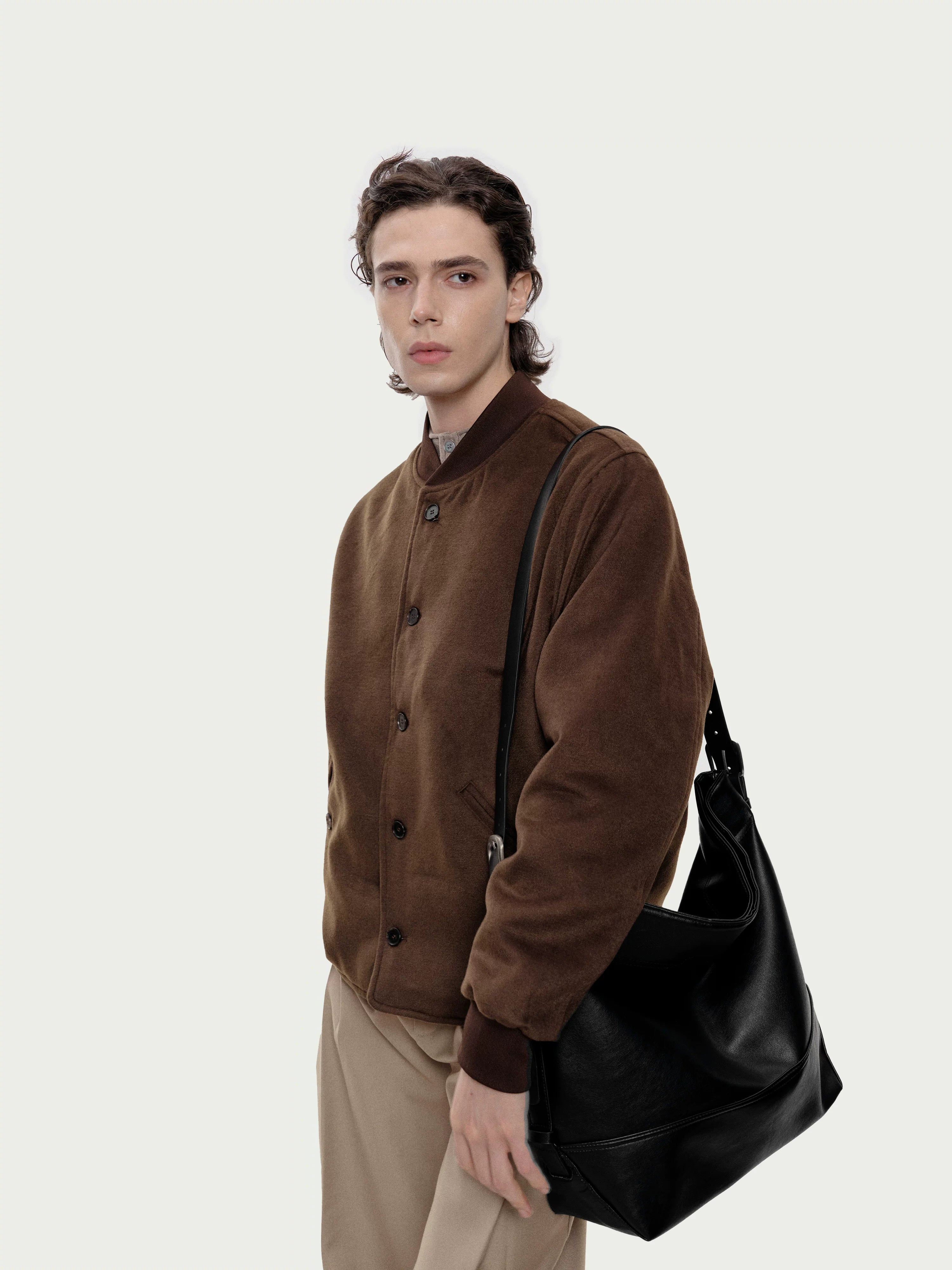 Stay the Night cashmere leather large capacity tote bag