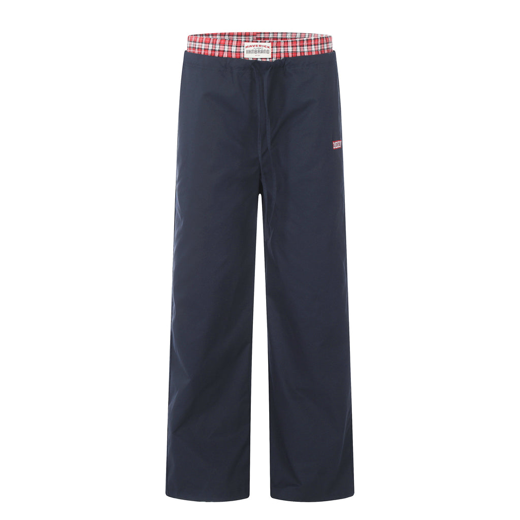 11KN retro plaid splicing fake two-piece paratrooper pants