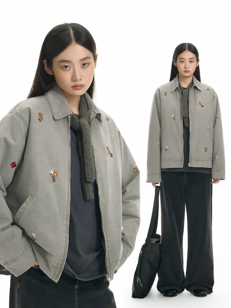 TGNS Small Flower Embroidered Short Tooling Jacket