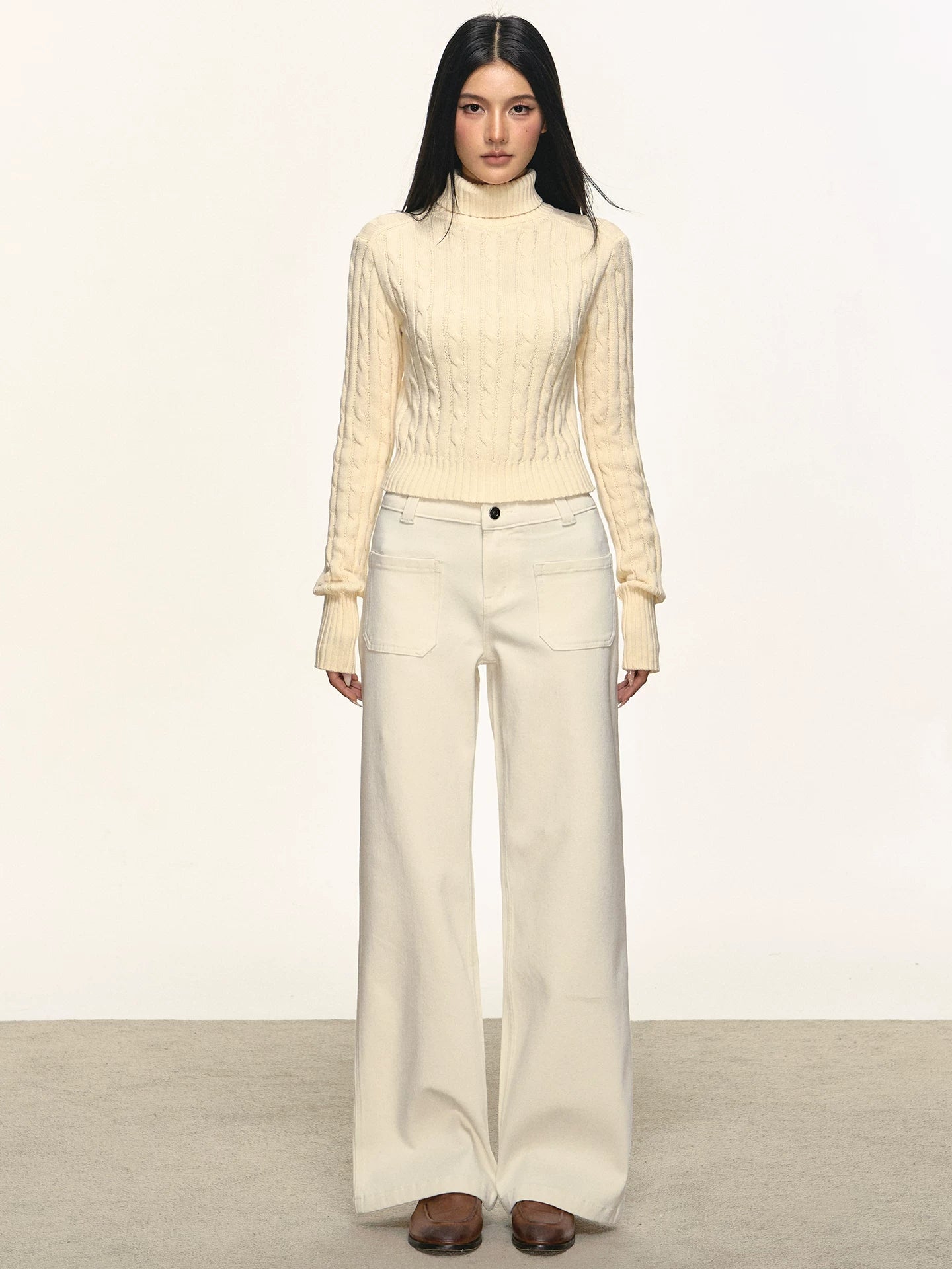 Anna Aneae Turtleneck Pit Strip Waist Sweater