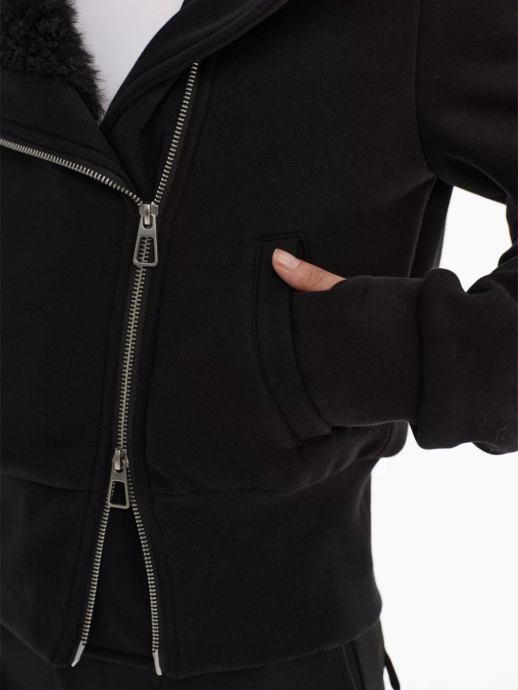 LINY LIBERTY 25AW Double-Zip Fur-Trim Cropped Padded Jacket