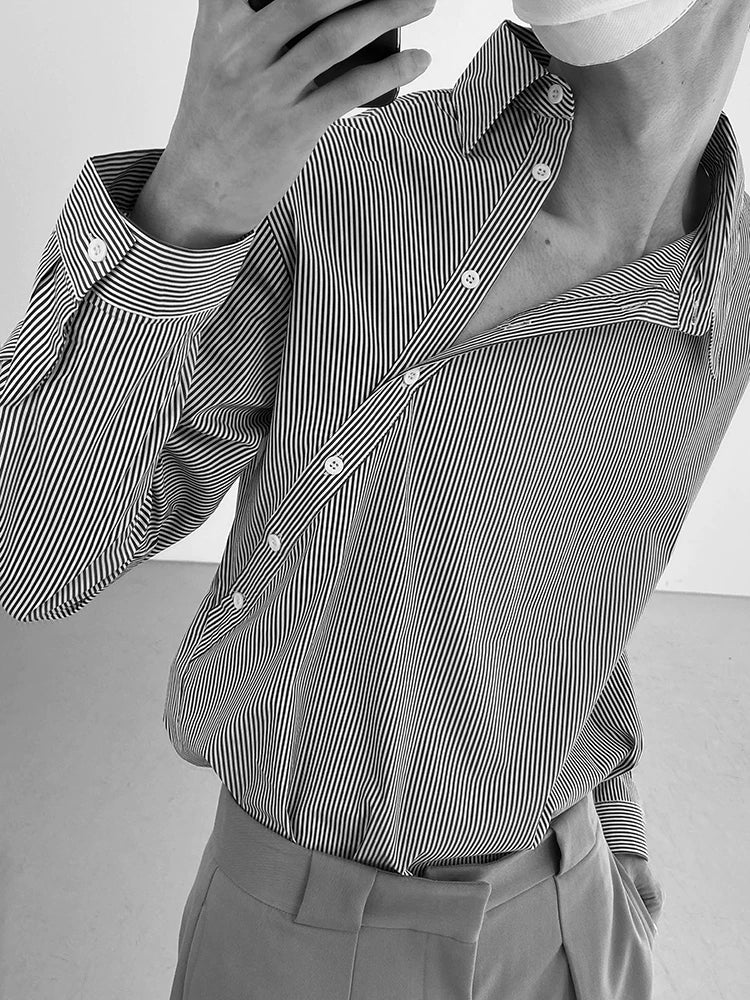 COLN Striped Wrinkle-Resistant Relaxed Long-Sleeve Tee