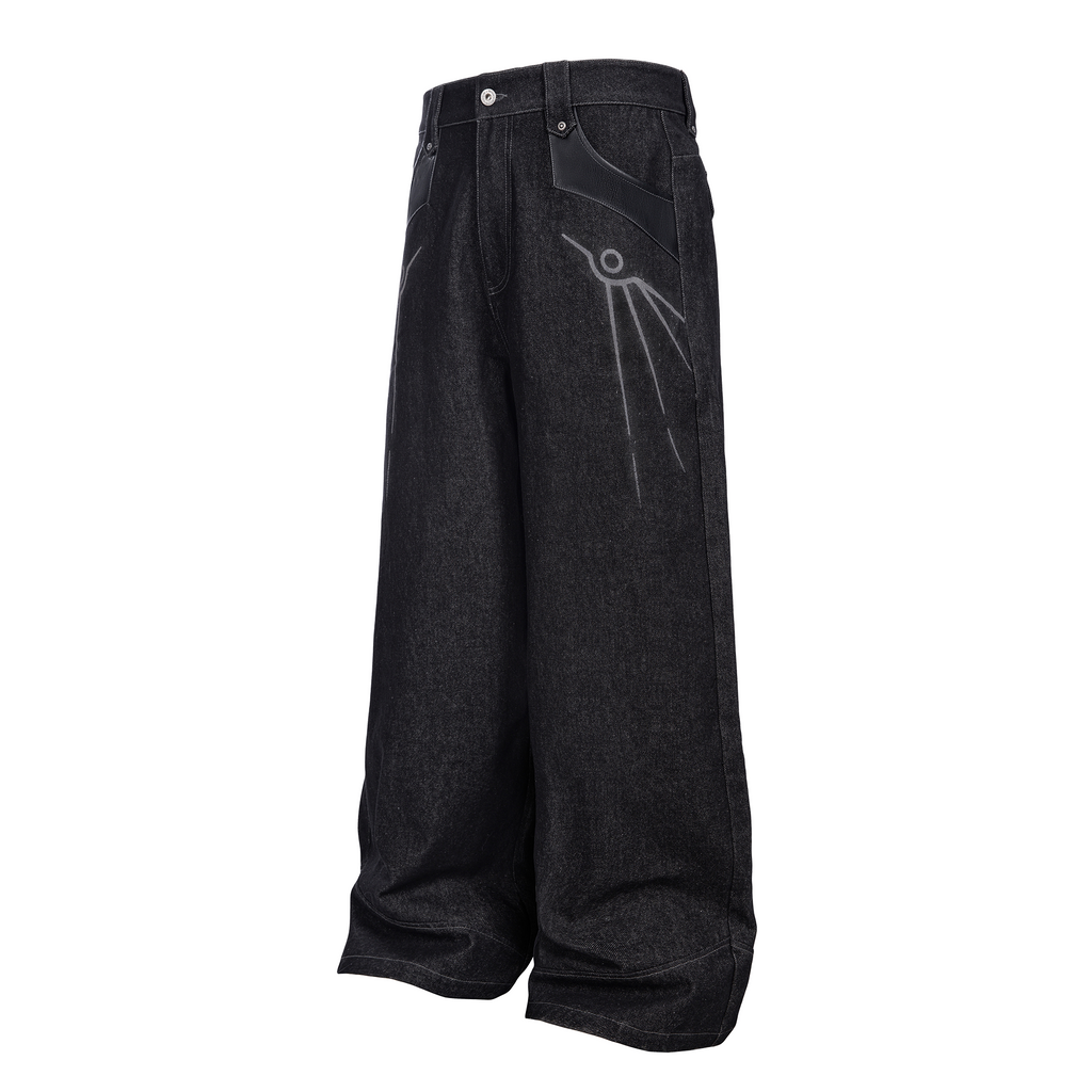 Esaias Phoenix Black 400g Wide-Leg Jeans