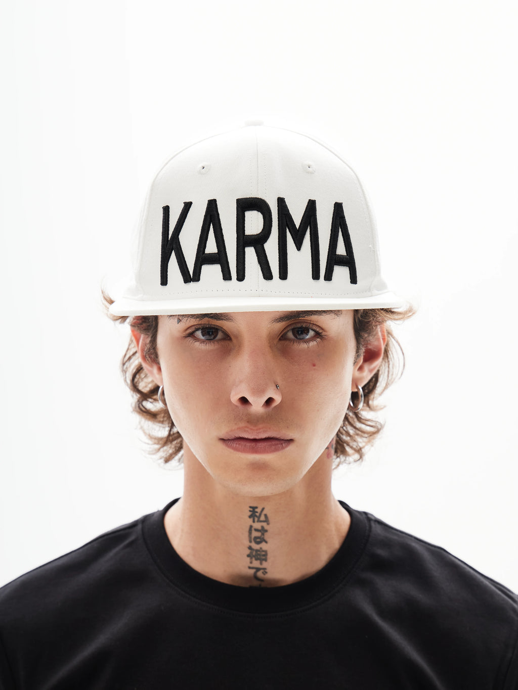 KARMANISTIC Embroidered Letter Flat-Brim Cap