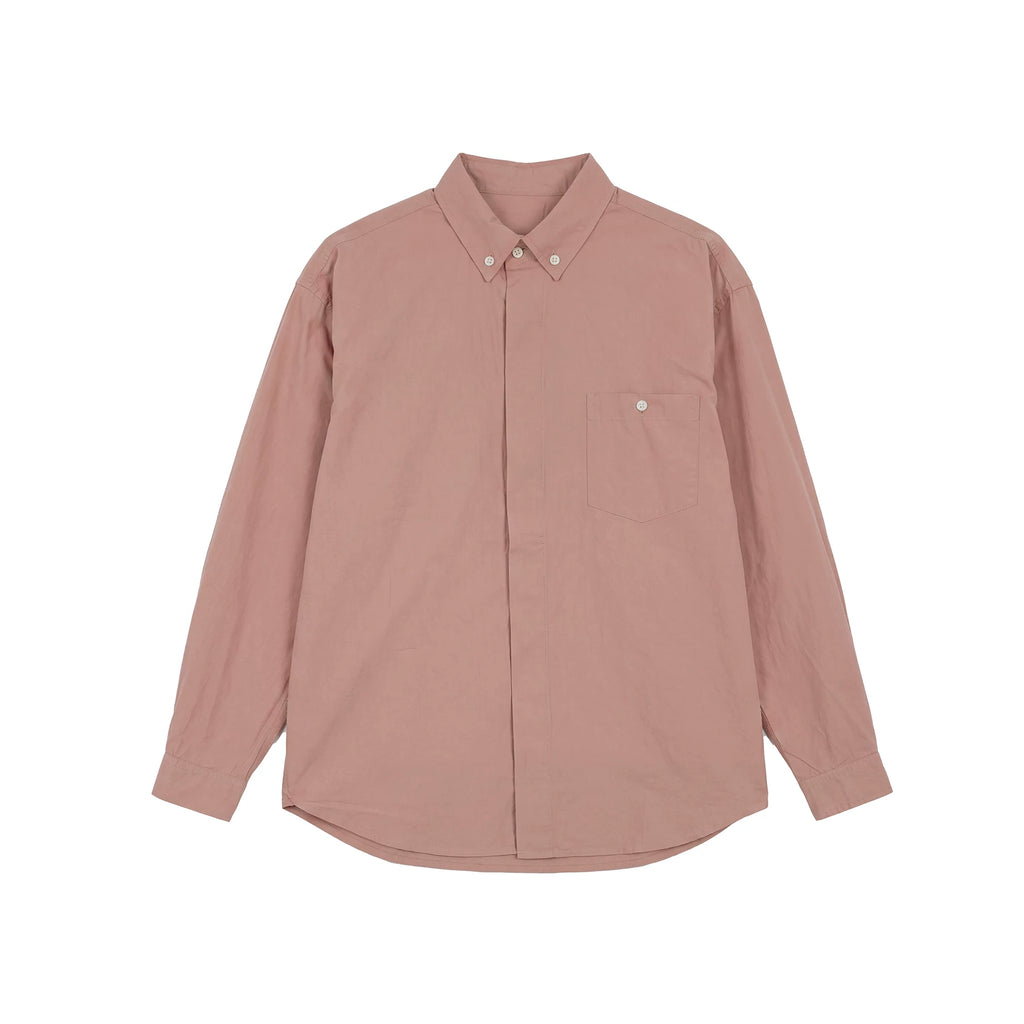 BUTTBILL Minimalist Washed Cotton Relaxed Long-Sleeve Shirt