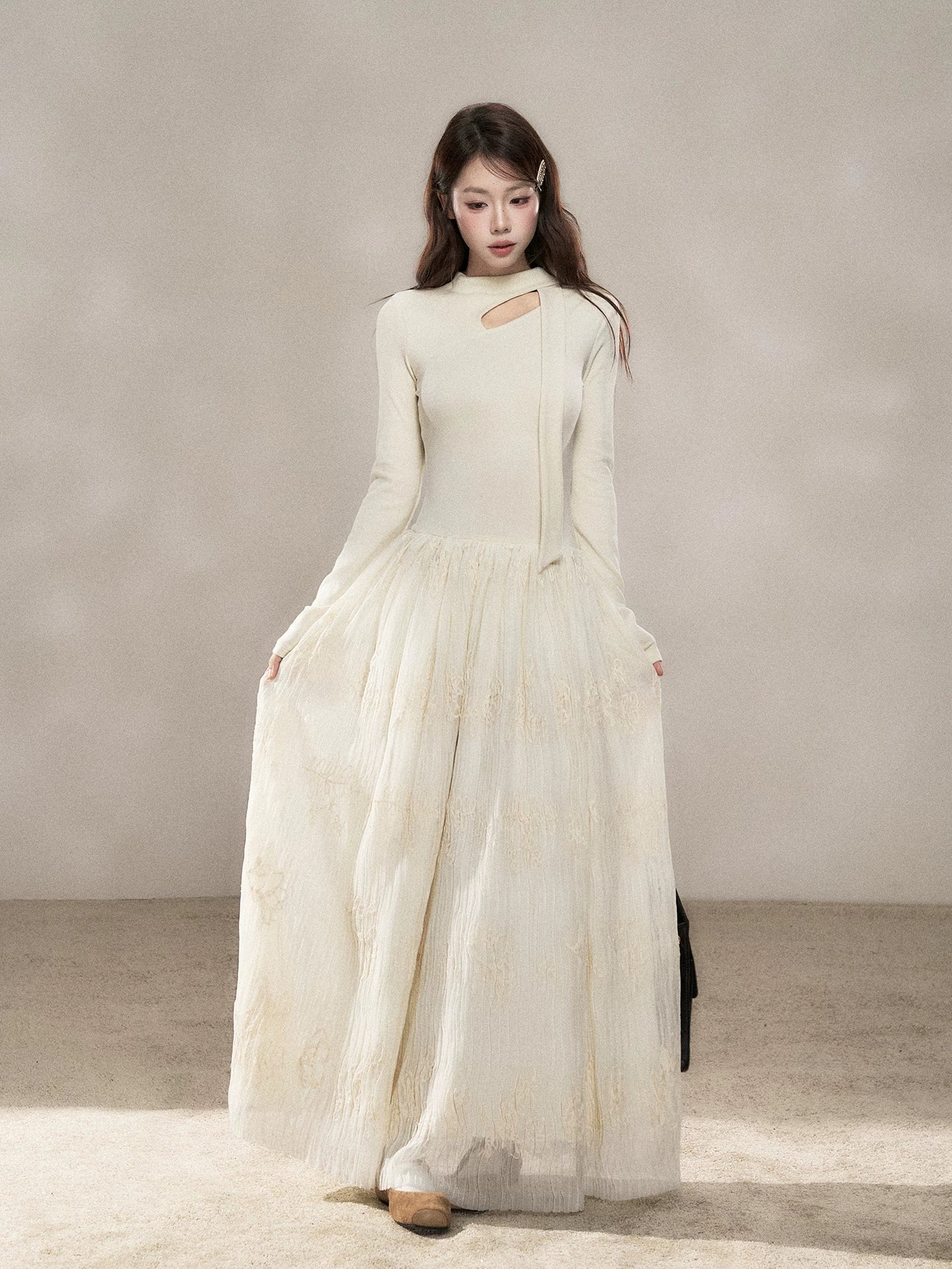 Wildberry Mesh Stitching Knitted Dress