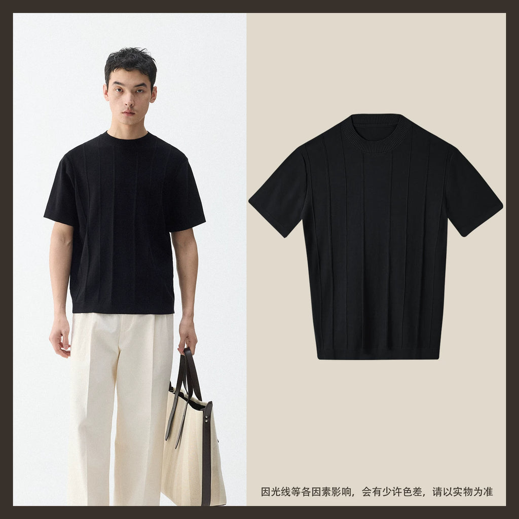 CULTUM Vertical Stripe 100% Cotton Breathable Relaxed Tee