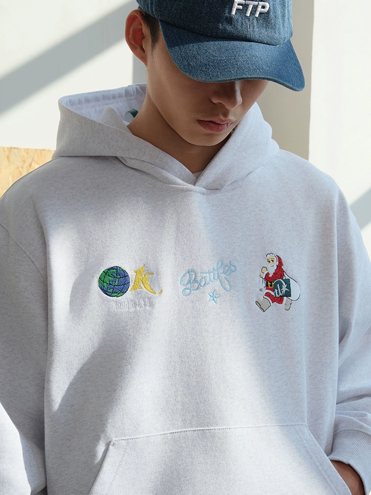 Battles Christmas Embroidered Hooded Sweater