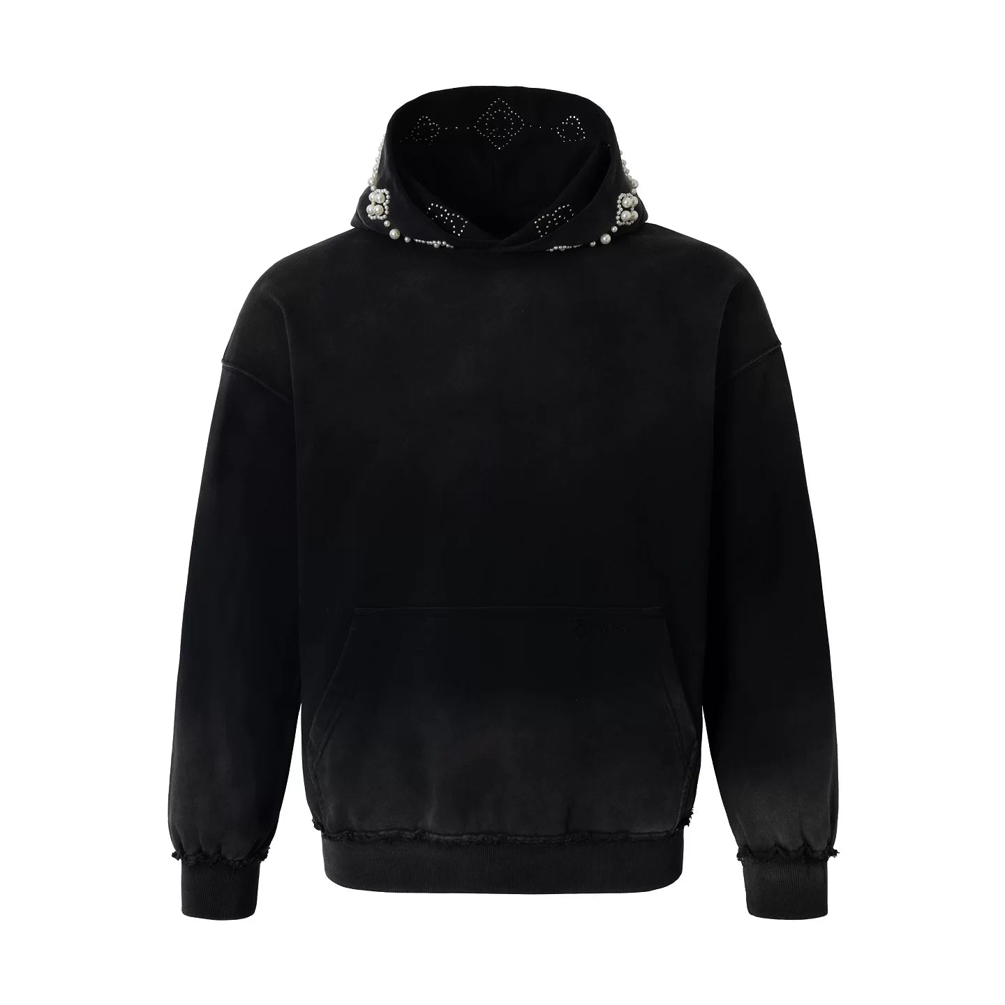 YADcrew Beaded Embroidered Loose Casual Hooded Sweater