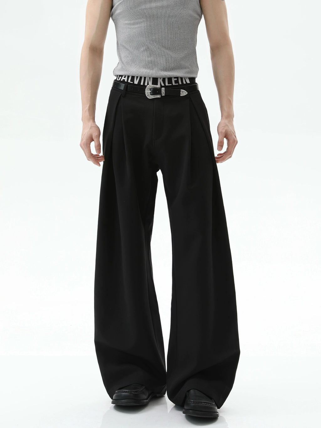 TURNTIDE Three-dimensional A-shaped Double-pleated Scimitar Trousers