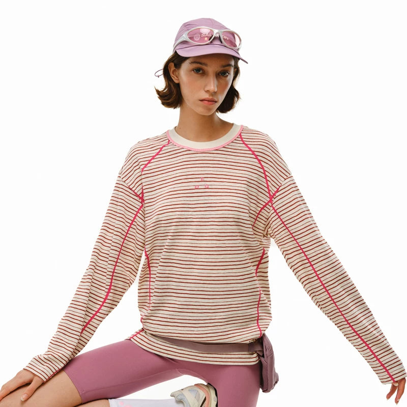 FPA Crew Neck Casual Contrast Striped Long Sleeve