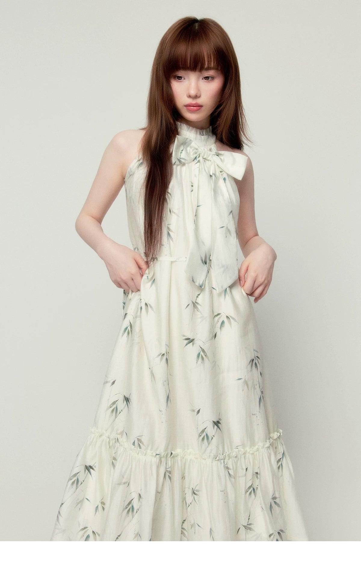 LOST FOREST Neck Bow Loose Dress