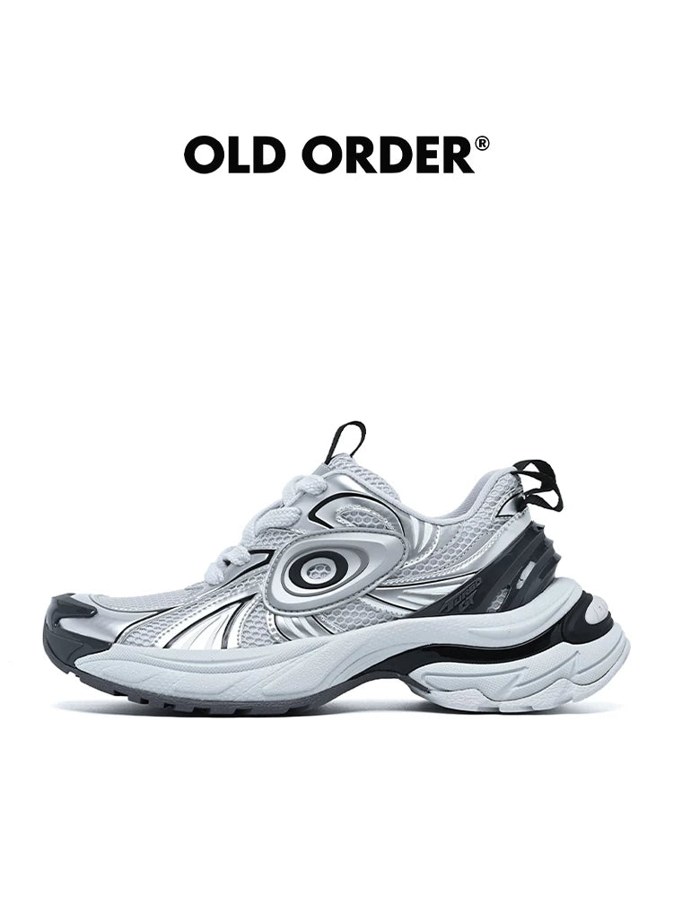 OLD ORDER Metallic Silver Chunky Platform Dad Sneaker