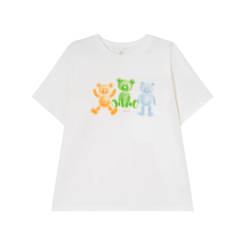 KANO Bear Print Breathable Oversized Tee
