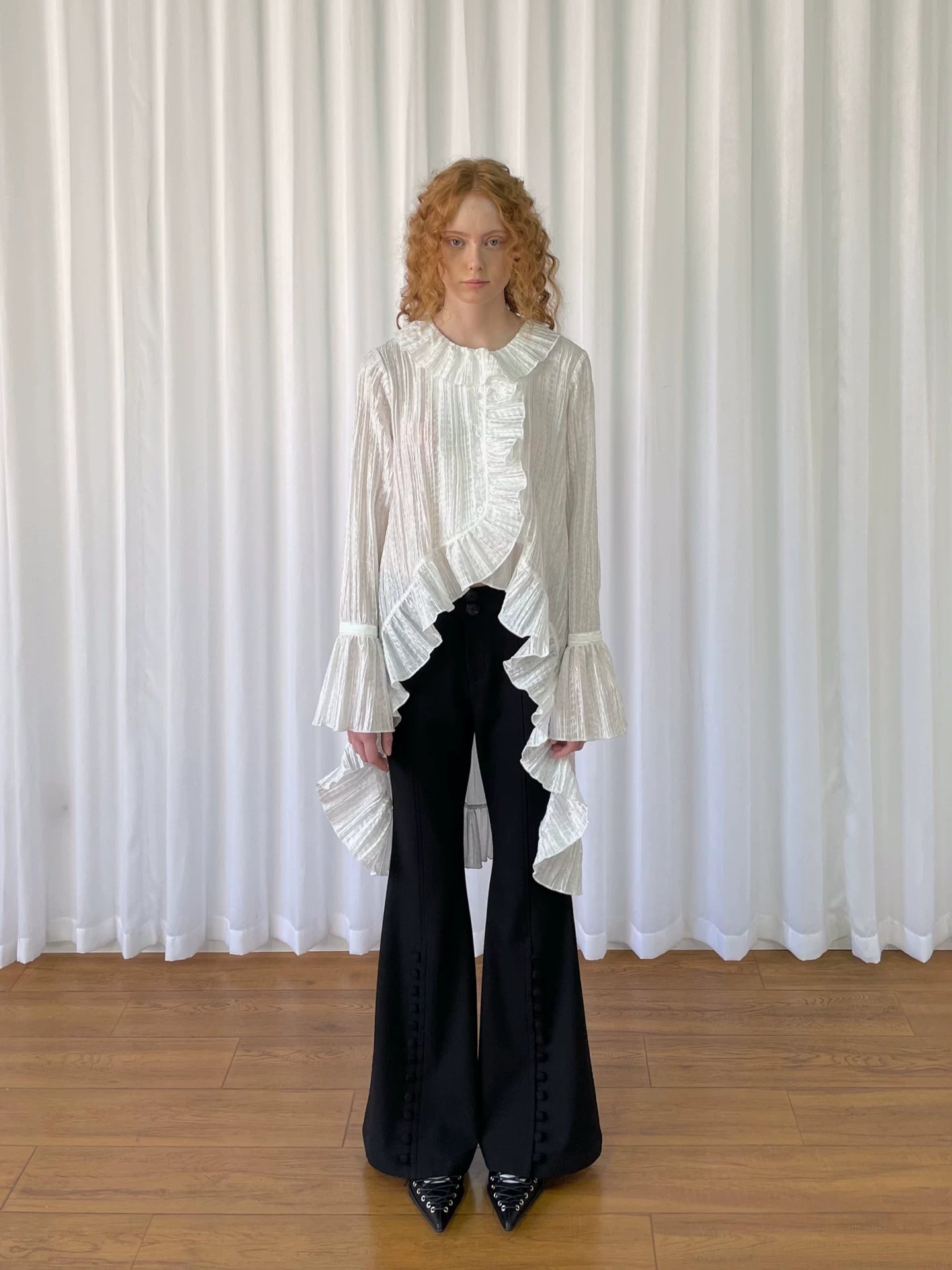 Loosesmell Skinny Premium Drape Wide Leg Pants Floor-mopping Pants