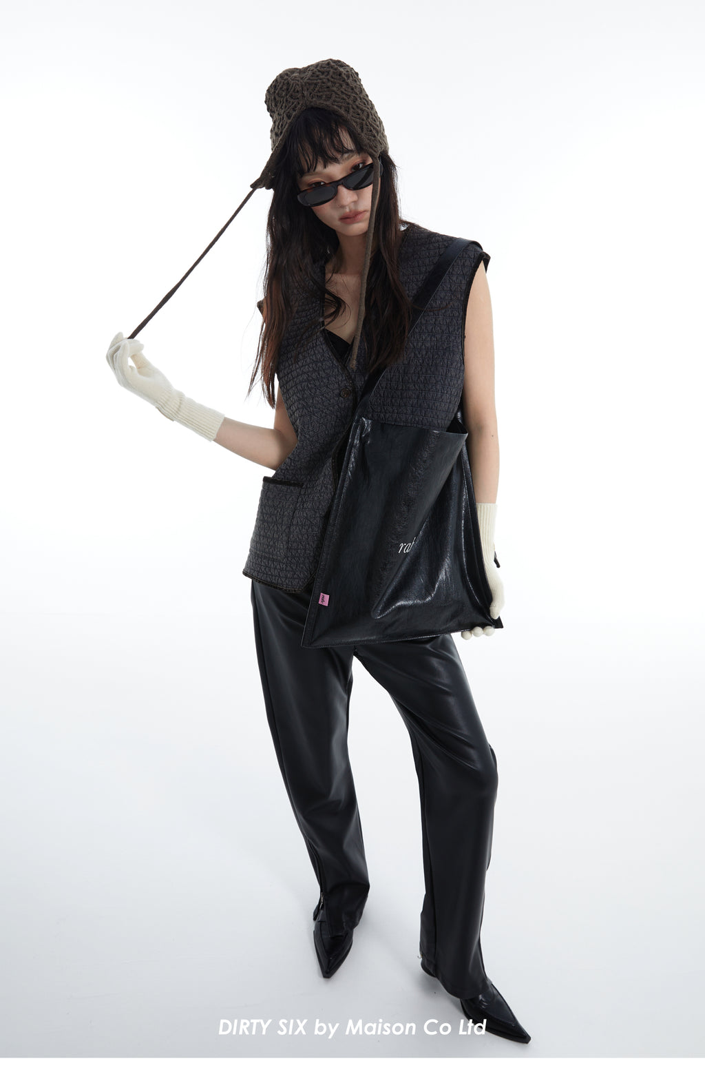 DirtySix "rahrah!" bag 5 colors contrasting embroidery thread soft leather tote bag