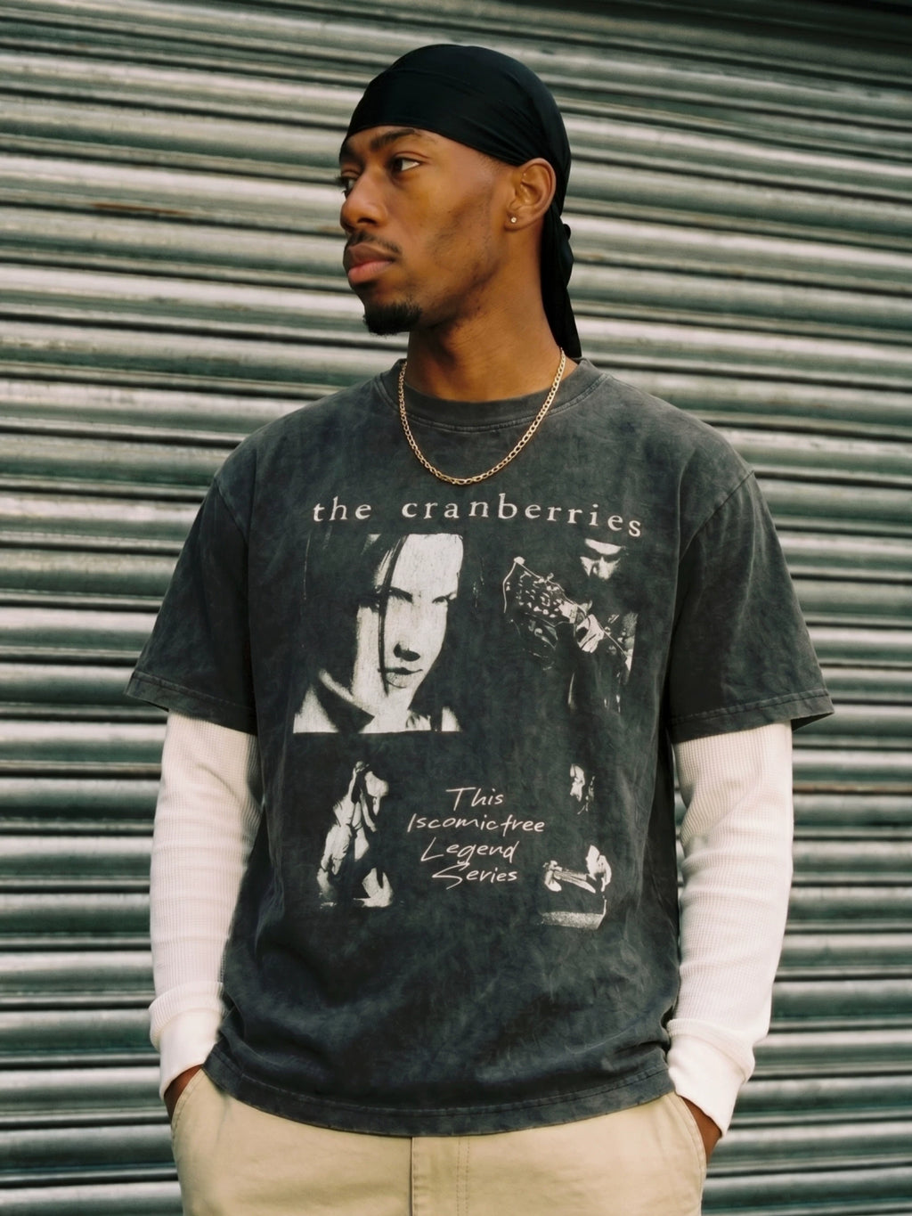 COMICTREE Old Front Shoulder Crew Neck Casual Tee