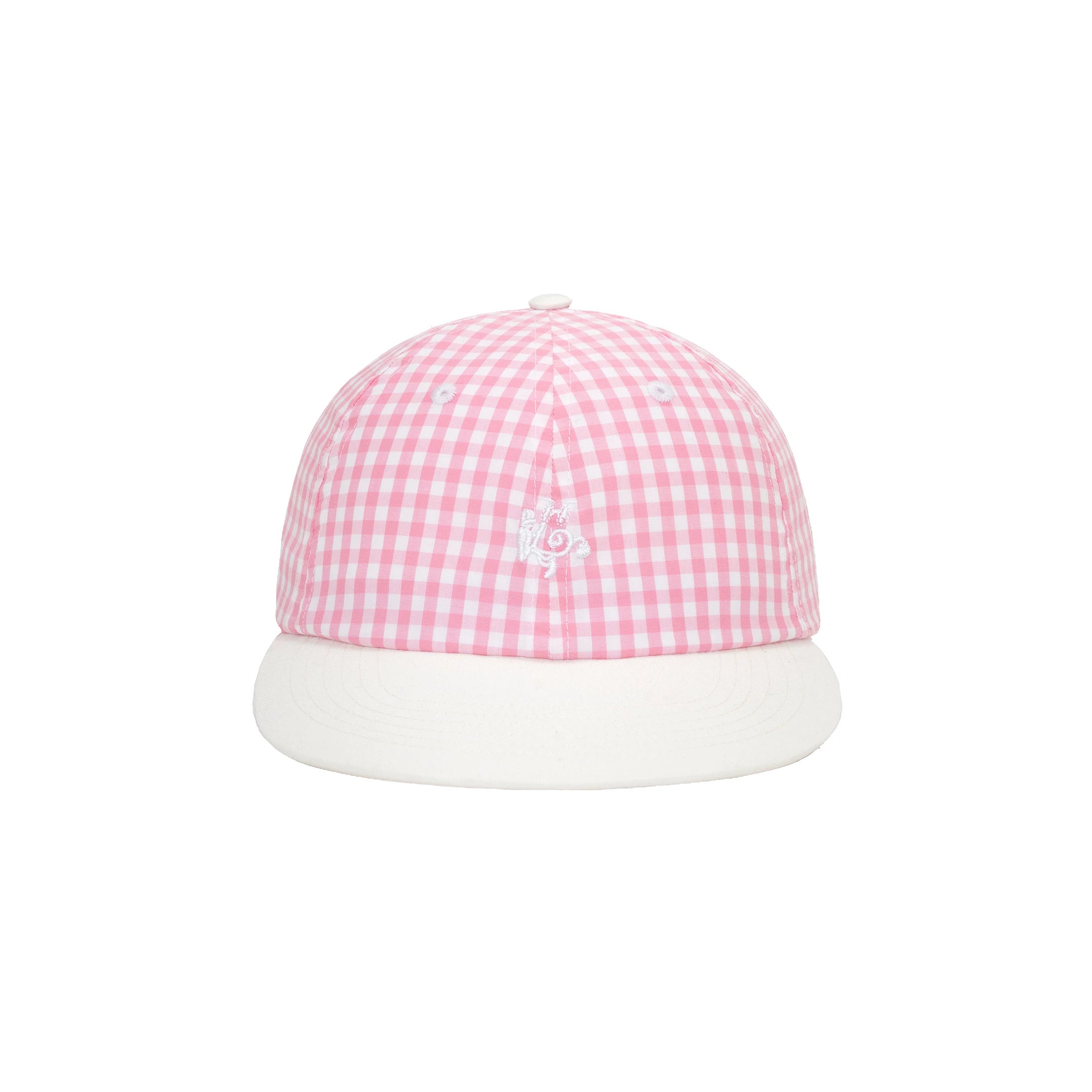 BENT IDEA Embroidered Plaid Flat-Brim Baseball Cap