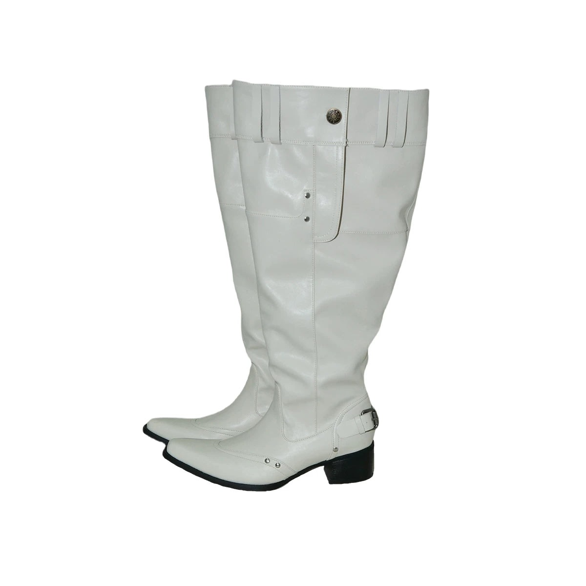 Mooreyu Leather Pointed-Toe Knee-High Boot
