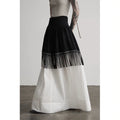 INDULGE Minimalist Contrasting Color Stitching A-shaped Skirt