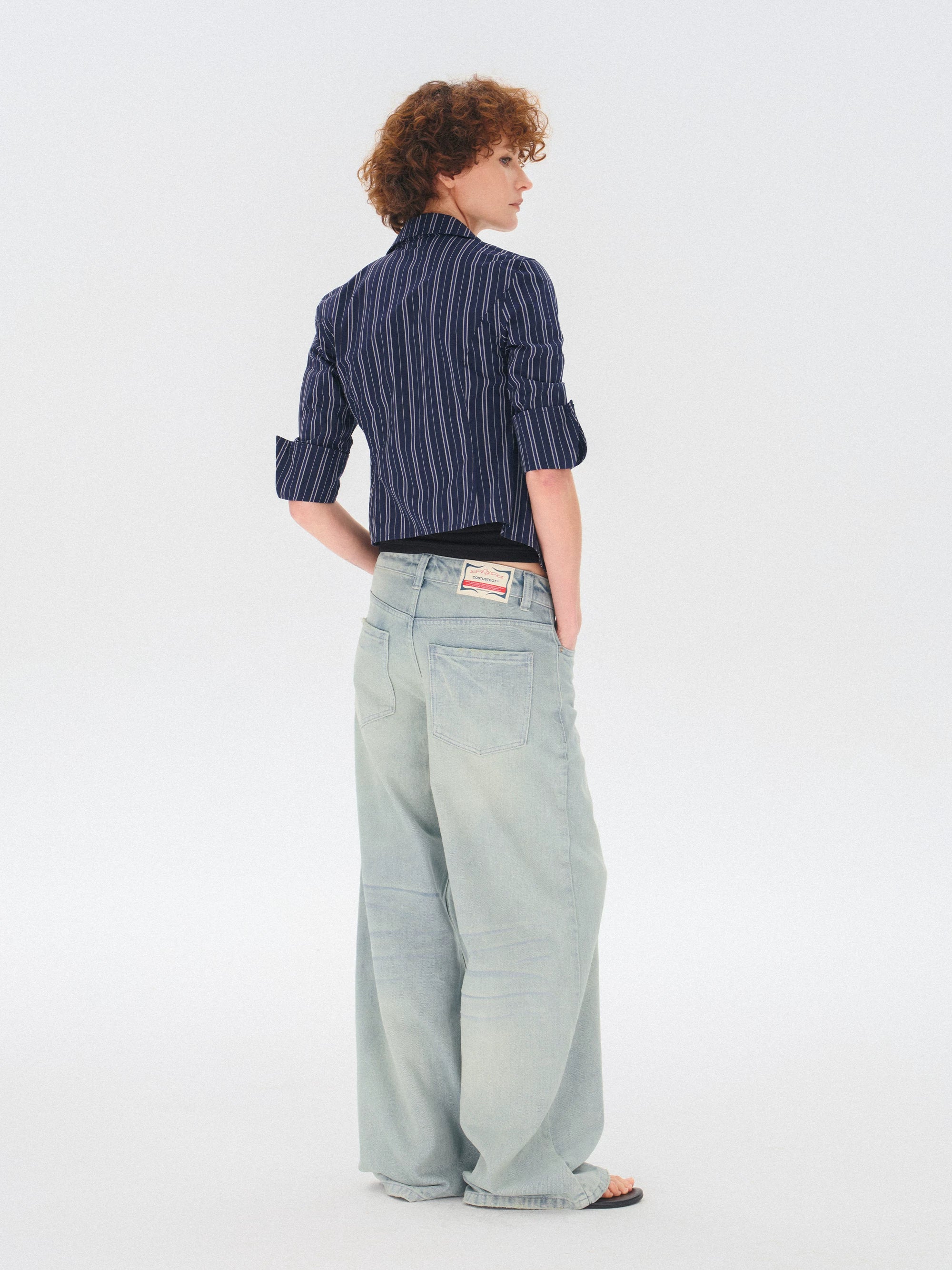 COSTUSTOOT Faded Straight Loose Jeans